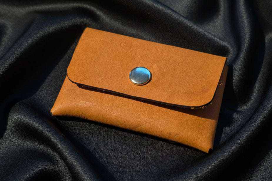 Handmade leather card holders and glasses cases under £25, made in Cornwall by CraftyDrifters