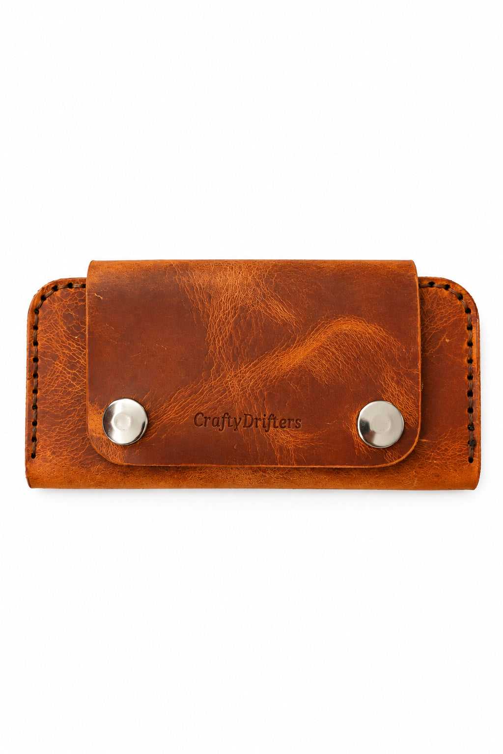 Full Leather Darts Case in tan leather, closed with two press studs, handmade in Cornwall